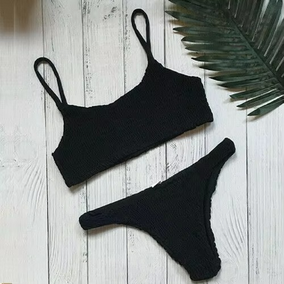 Women’s Push-Up Padded Pleated Bikini Set for Beachwear