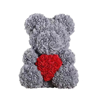 Rose Teddy Bear with Handmade Foam Roses – 40cm