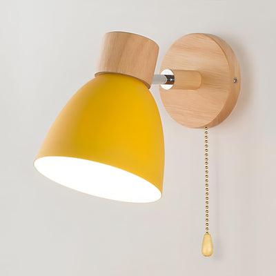 Nordic Wood Hanging Wall Light with Pull Switch