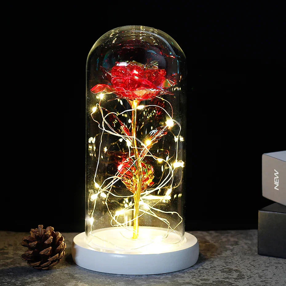 Eternal Rose in Glass Dome with LED Lights