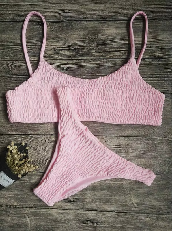 Women’s Push-Up Padded Pleated Bikini Set for Beachwear
