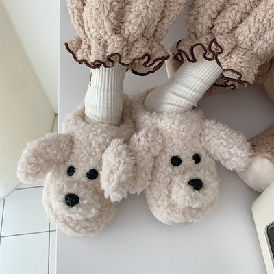 Fluffy Animal Slippers Warm Plush Indoor Shoes for Adults Kids