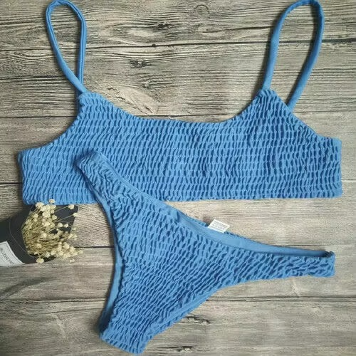 Women’s Push-Up Padded Pleated Bikini Set for Beachwear