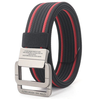 Unisex Canvas Belt – Double Metal Ring Buckle, Adjustable