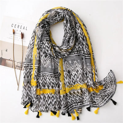 Women’s Viscose Scarf with Polka Dot Floral Pattern