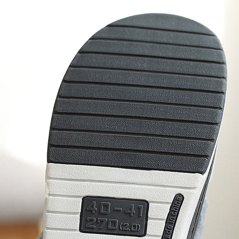 Men’s Warm Plush Slippers with Non-Slip Indoor Sole