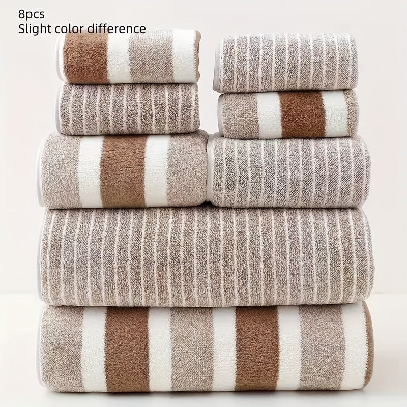 VeluSoft 8-Piece Coral Fleece Bath Towel Set