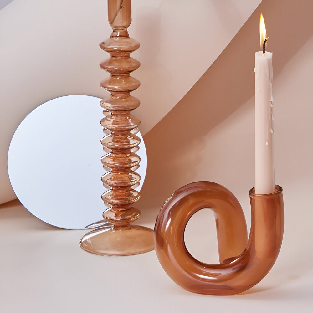 Glass Vase with Candle Holder for Elegant Home Decoration