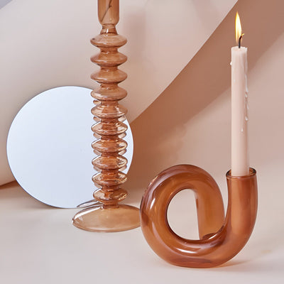 Glass Vase with Candle Holder for Elegant Home Decoration