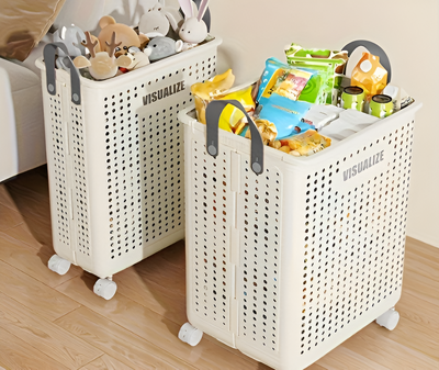 FoldaRoll Collapsible Laundry Basket – Wheeled Rolling Hamper