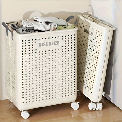 FoldaRoll Collapsible Laundry Basket – Wheeled Rolling Hamper