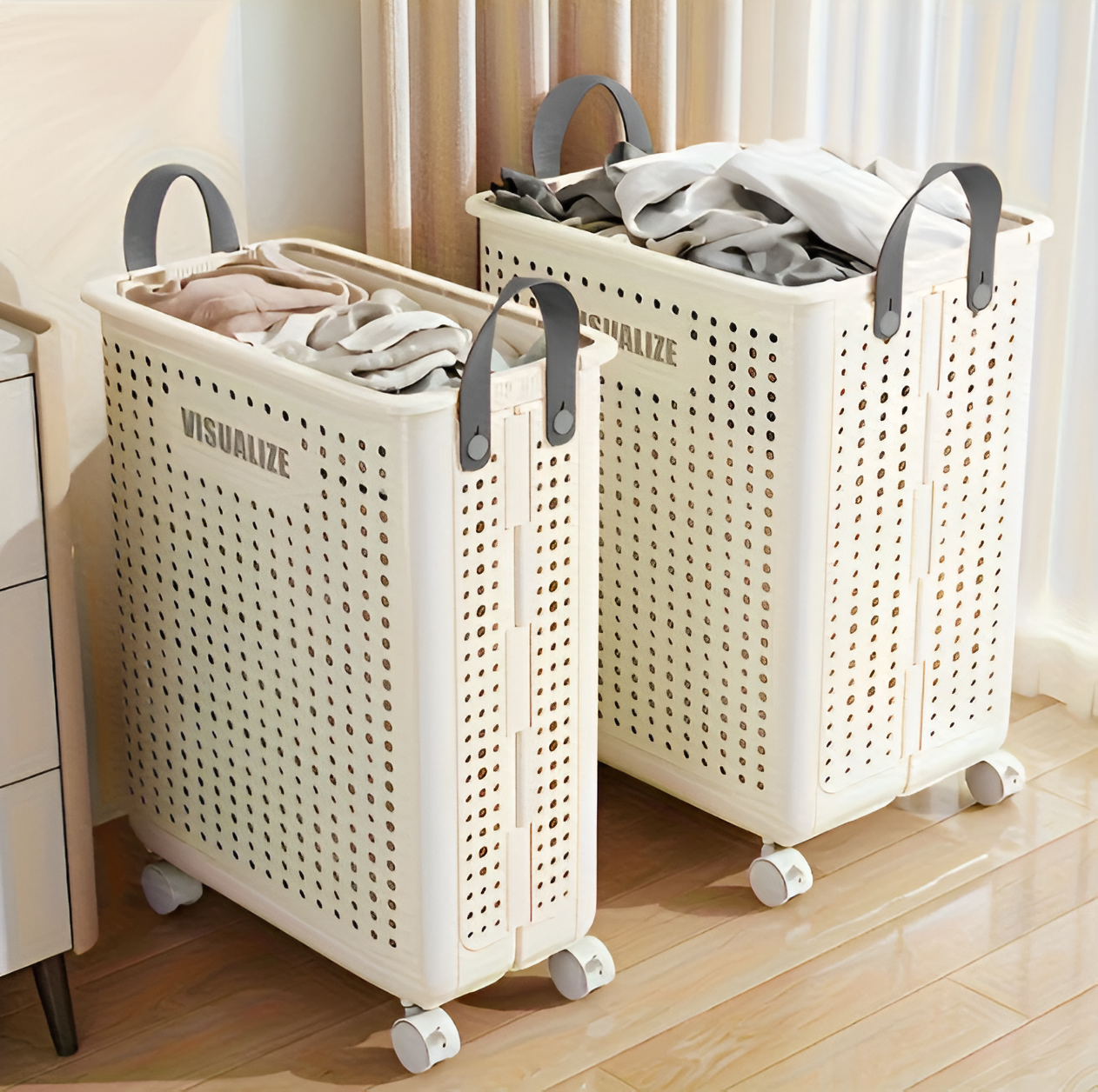 FoldaRoll Collapsible Laundry Basket – Wheeled Rolling Hamper