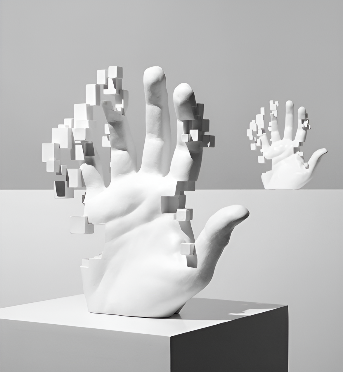Abstract Resin Hand Sculpture with Mosaic Design