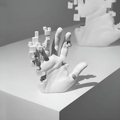 Abstract Resin Hand Sculpture with Mosaic Design