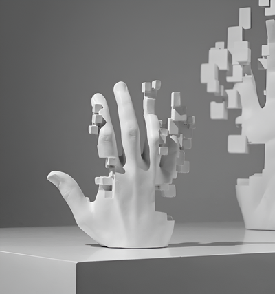 Abstract Resin Hand Sculpture with Mosaic Design