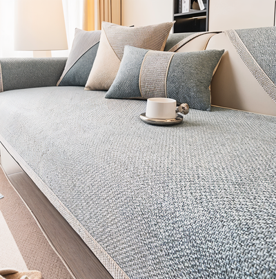 Solid Satin Sofa Cover – Non‑Slip Cotton & Polyester Protector