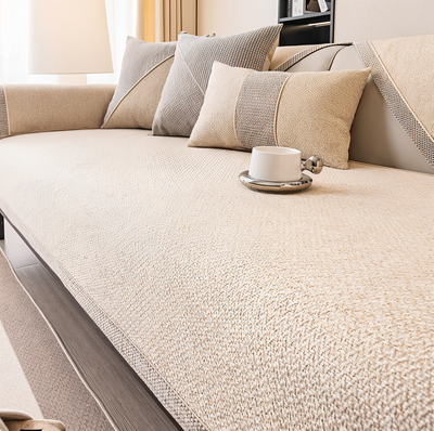 Solid Satin Sofa Cover – Non‑Slip Cotton & Polyester Protector