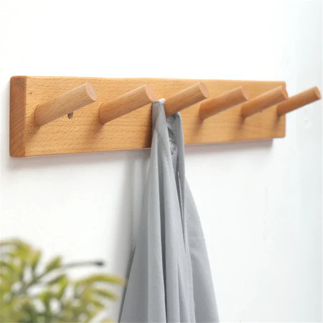 Wooden Wall Hook Rack for Coats & Accessories