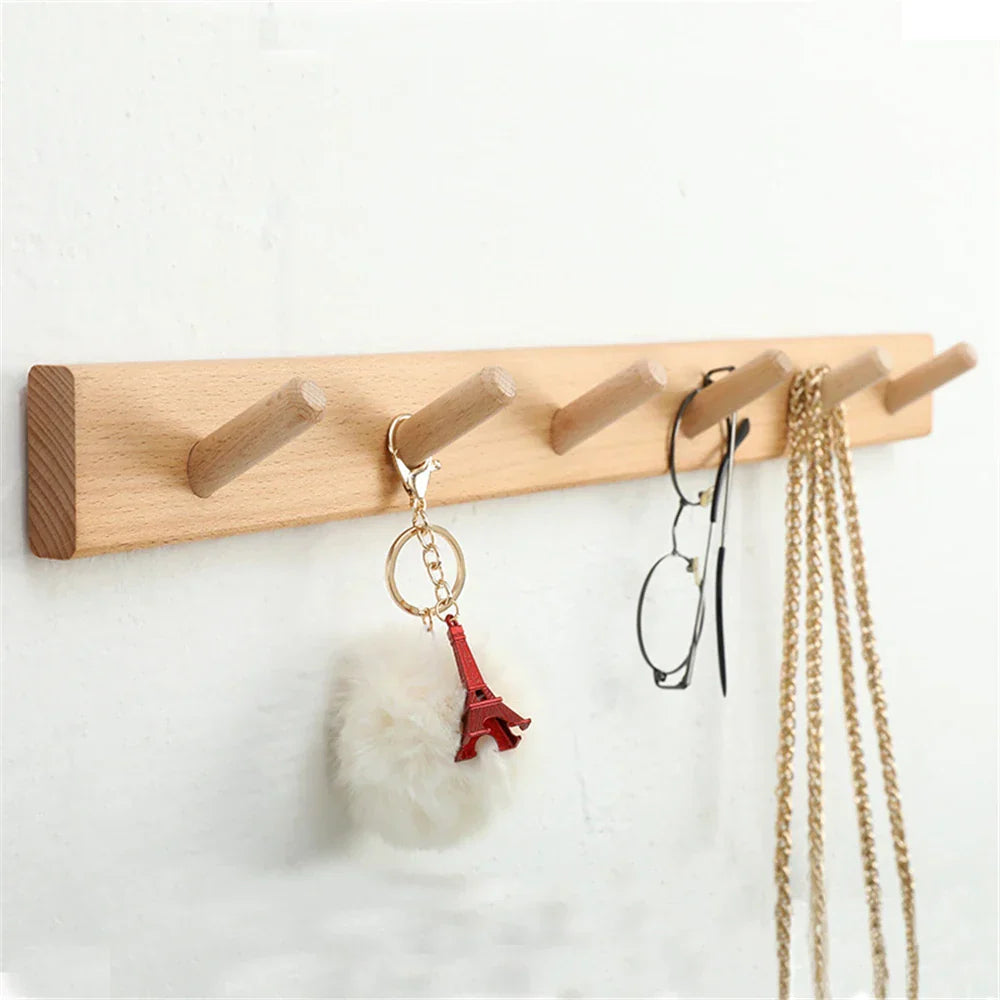 Wooden Wall Hook Rack for Coats & Accessories