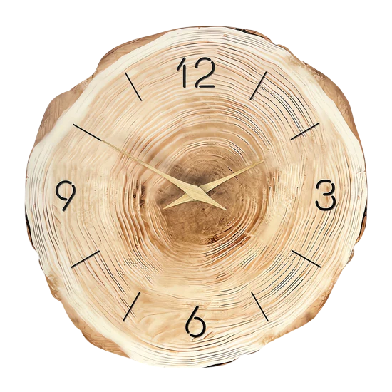Silent Wooden Wall Clock with Natural Wood Texture
