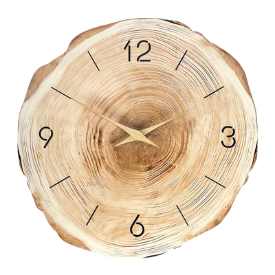 Silent Wooden Wall Clock with Natural Wood Texture