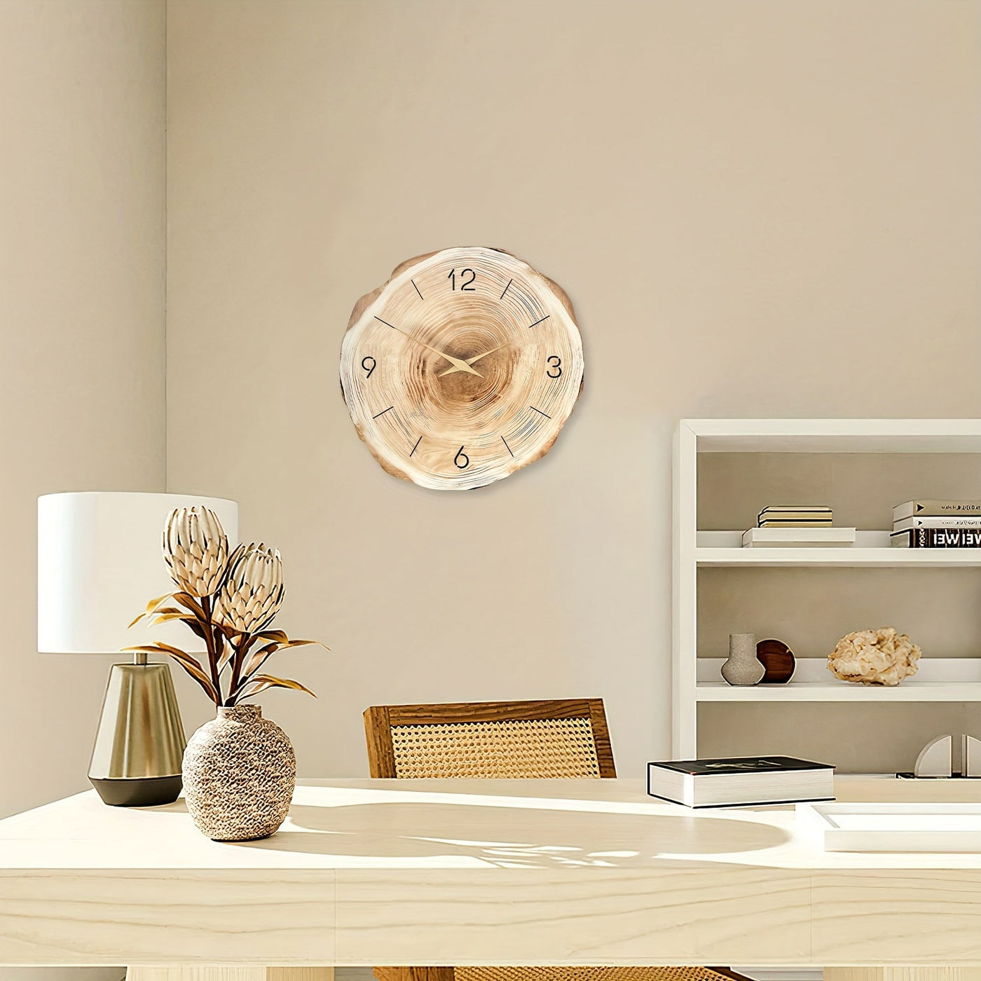 Silent Wooden Wall Clock with Natural Wood Texture