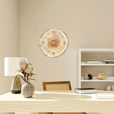 Silent Wooden Wall Clock with Natural Wood Texture
