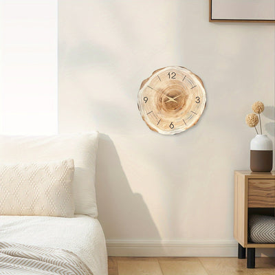 Silent Wooden Wall Clock with Natural Wood Texture