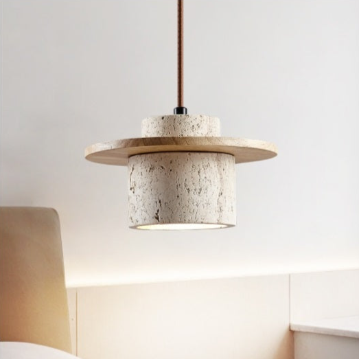 Travertine Hanging Light – Natural Stone Pendant Lamp