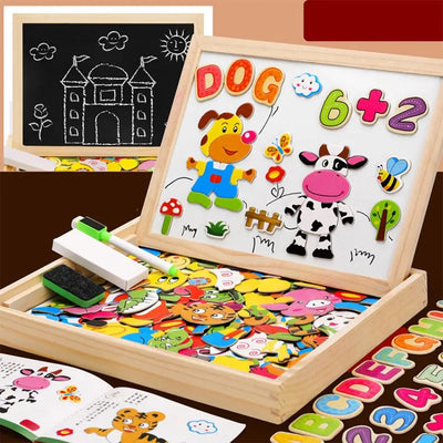Montessori 2-in-1 Magnetic Whiteboard & Chalkboard for Kids