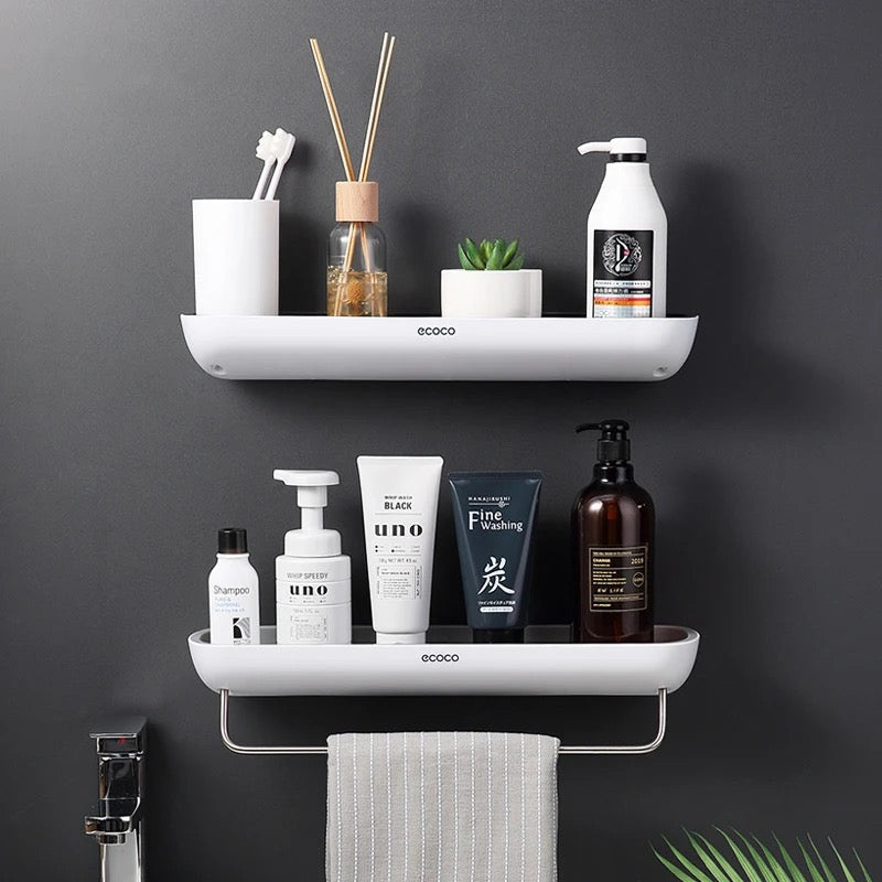 Wall-Mount Bathroom Organizer with Towel Rack