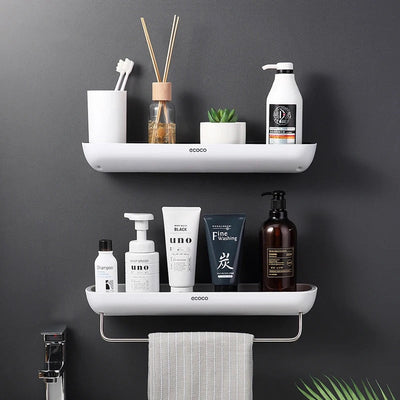 Wall-Mount Bathroom Organizer with Towel Rack