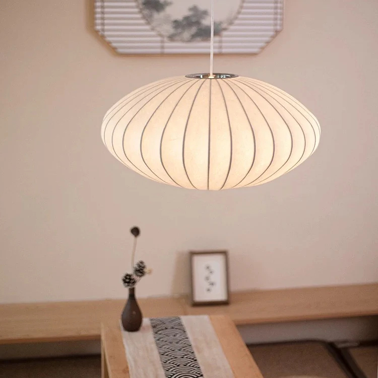 Silk Japanese Wabi-Sabi Chandelier Japandi Pendant Light