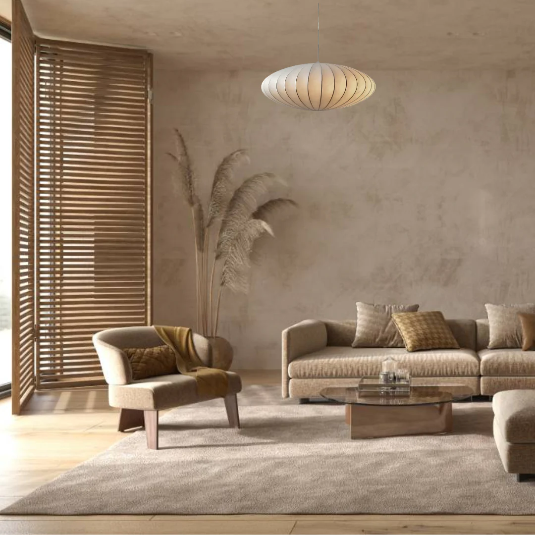 Silk Japanese Wabi-Sabi Chandelier Japandi Pendant Light