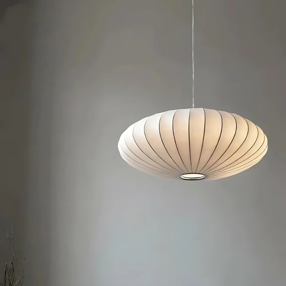 Silk Japanese Wabi-Sabi Chandelier Japandi Pendant Light
