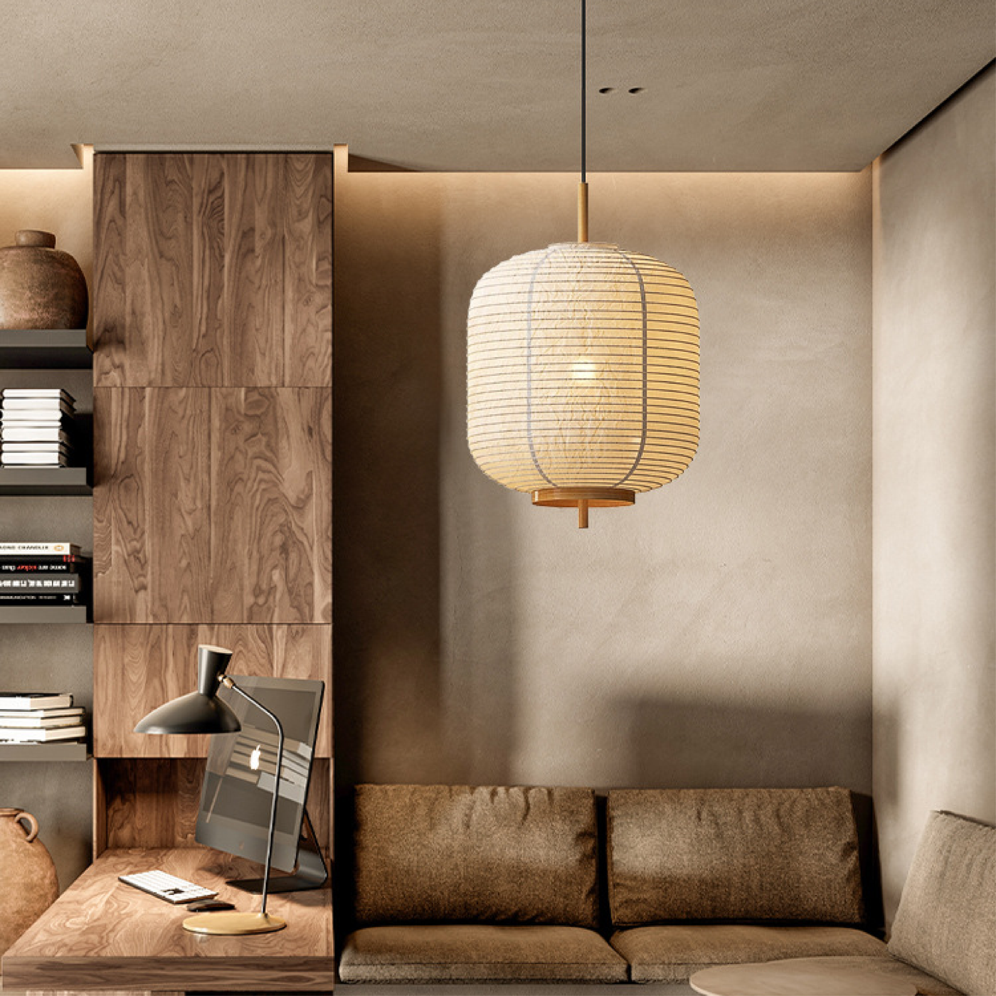 Japanese Rice Paper Hanging Lamp for Minimalist Interiors