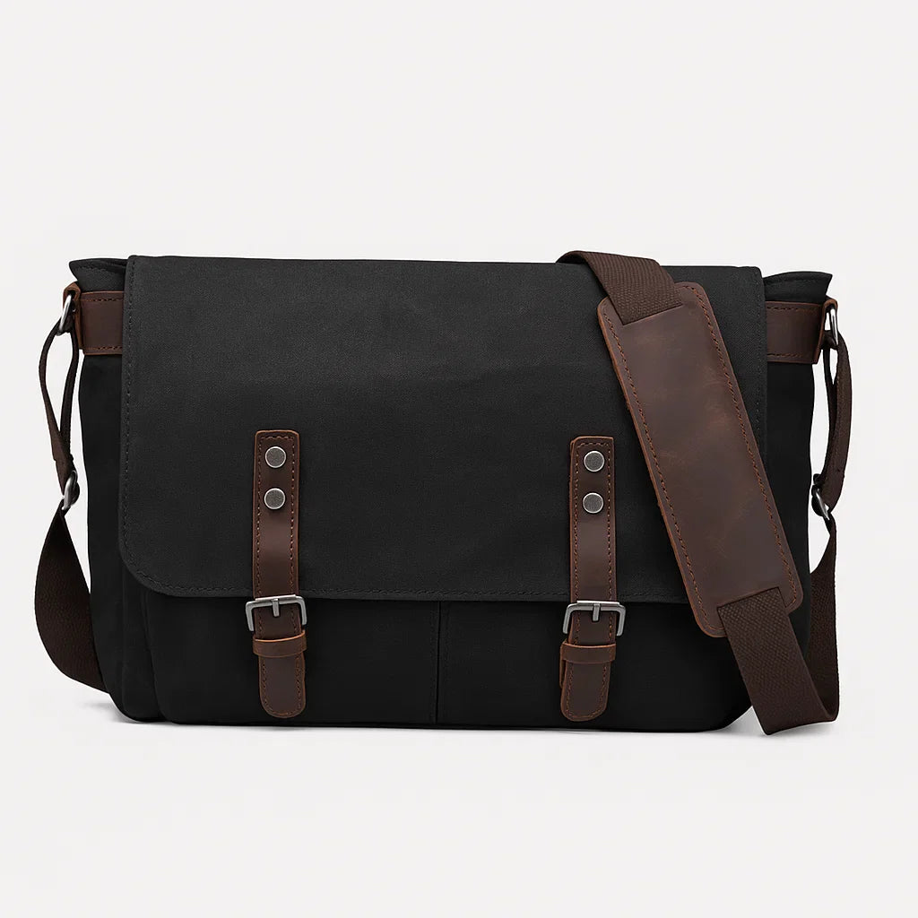 Waxed Canvas Messenger Bag with Laptop Sleeve