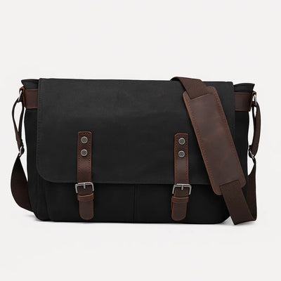 Waxed Canvas Messenger Bag with Laptop Sleeve