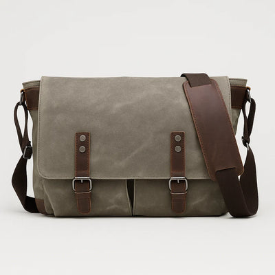 Waxed Canvas Messenger Bag with Laptop Sleeve