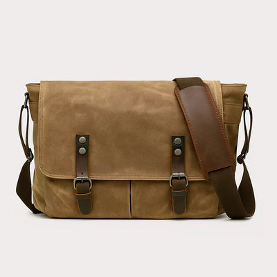 Waxed Canvas Messenger Bag with Laptop Sleeve