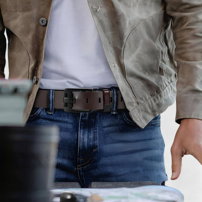 Men’s Leather Belt Cowhide with Adjustable Buckle for Any Occasion
