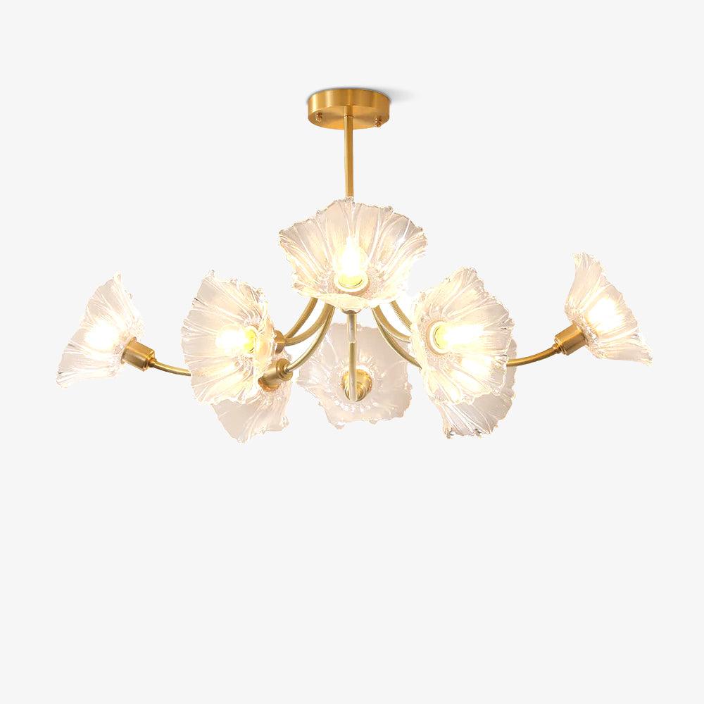 Kalin Flower Glass Brass Chandelier