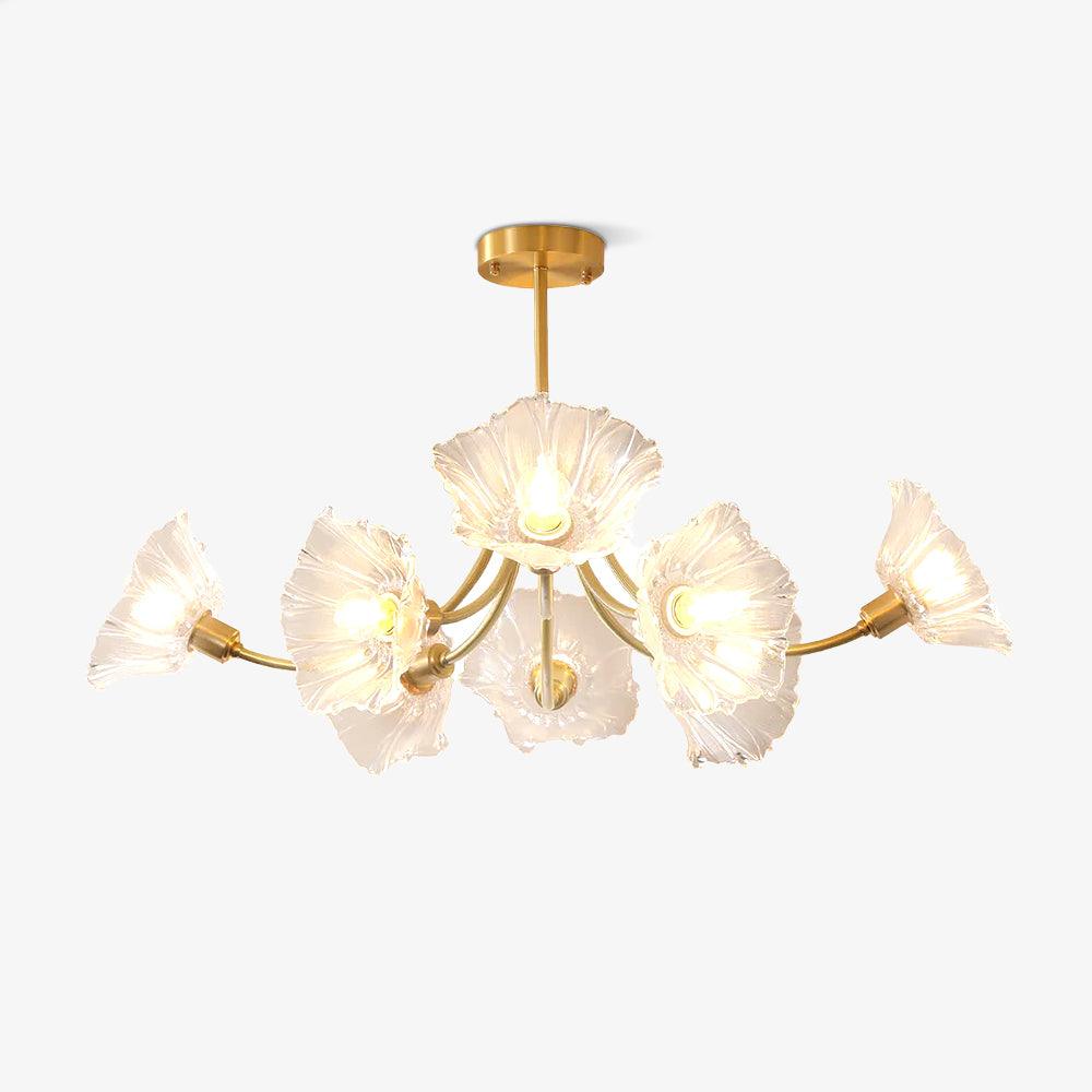 Kalin Flower Glass Brass Chandelier