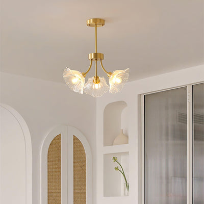 Kalin Flower Glass Brass Chandelier