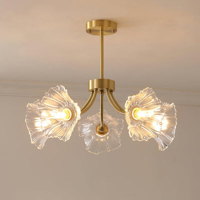 Kalin Flower Glass Brass Chandelier