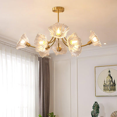 Kalin Flower Glass Brass Chandelier