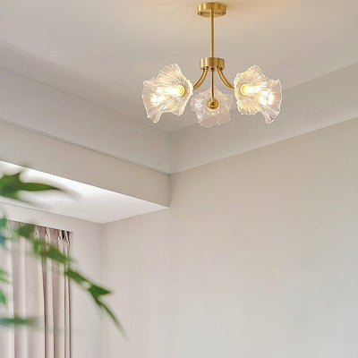 Kalin Flower Glass Brass Chandelier