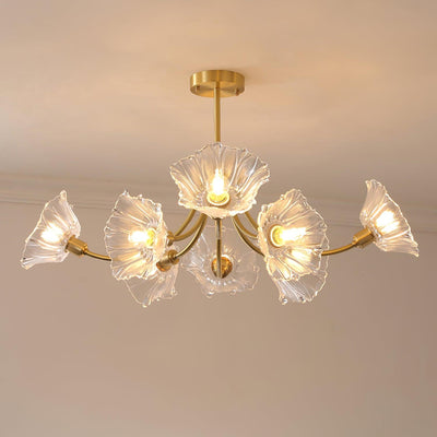 Kalin Flower Glass Brass Chandelier