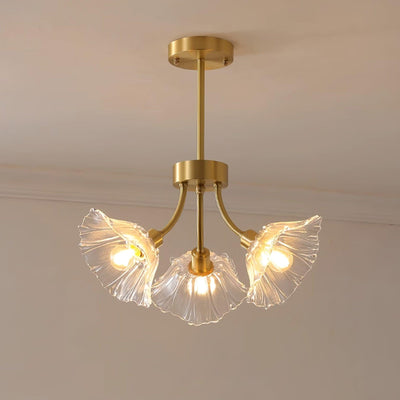 Kalin Flower Glass Brass Chandelier