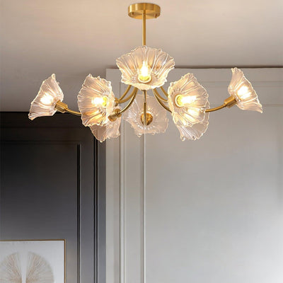 Kalin Flower Glass Brass Chandelier